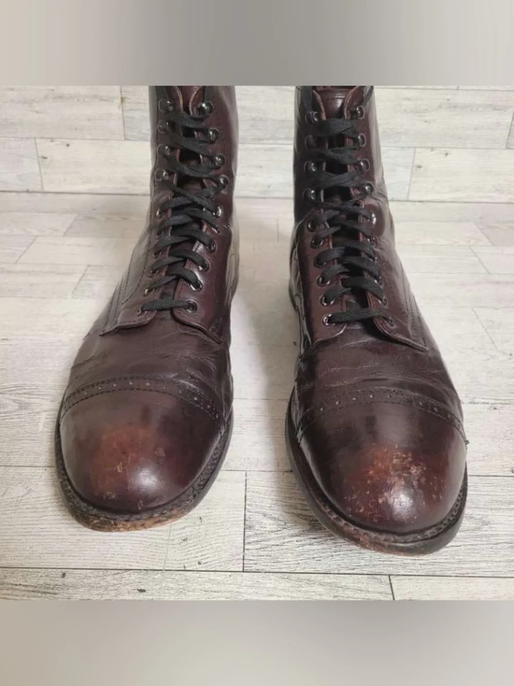 Men's Stacy Adam's Madison Burgundy Leather Cap Toe Ankle Boots Size 9 D